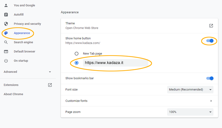 Set Chrome homepage